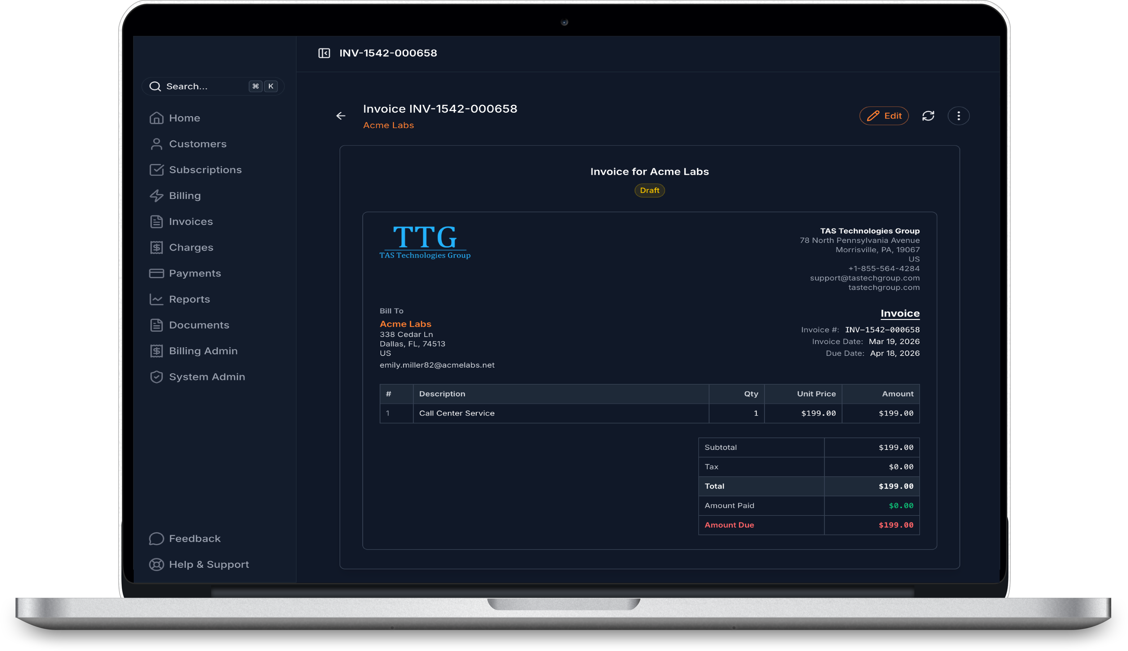 Professional invoicing.