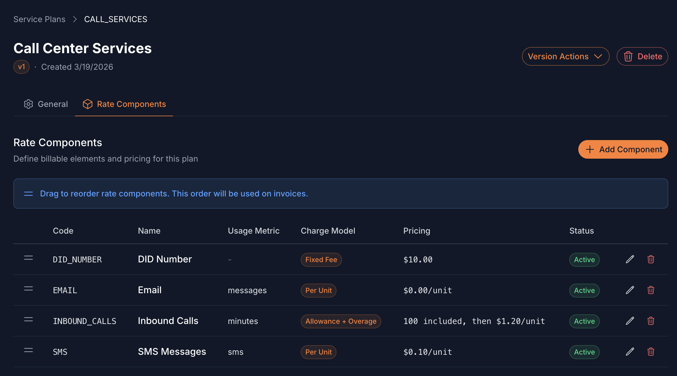 Flexible rate components.
